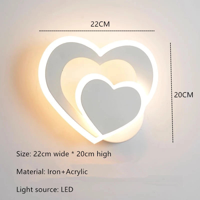 lampe murale led moderne cœur blanc chambre coucher salon romantique fixée mur