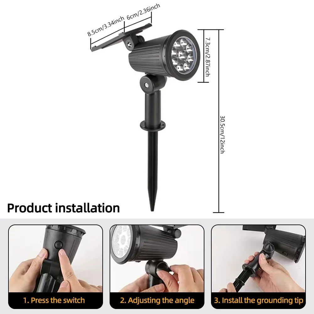 spots solaires ip65 étanches led réglables moderne jardin extérieur autonomes noir matériau abs