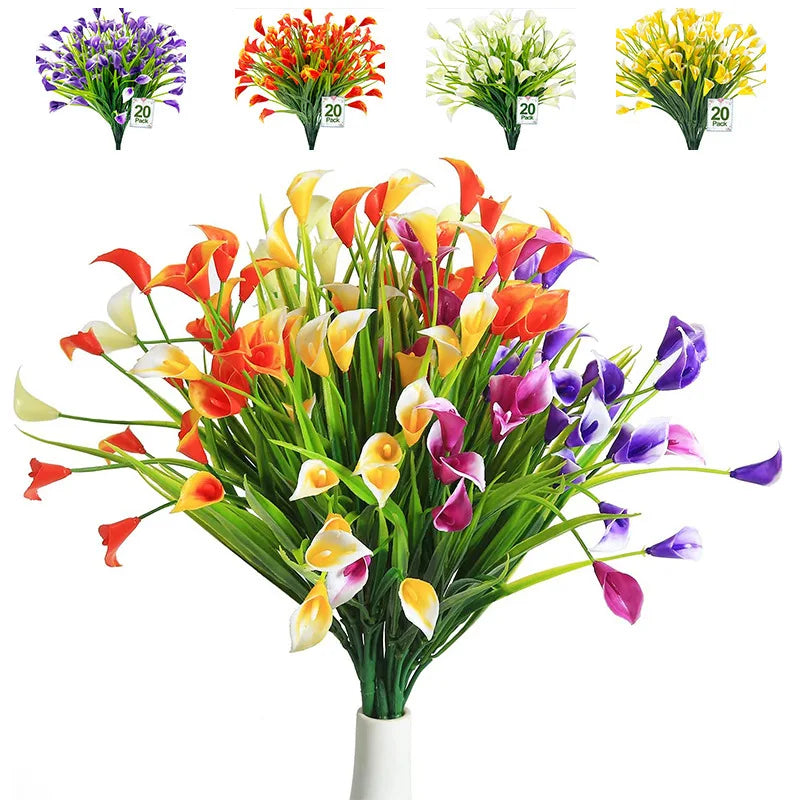 bouquet artificiel violet orange jaune blanc moderne minimaliste intérieur extérieur décoration jardin