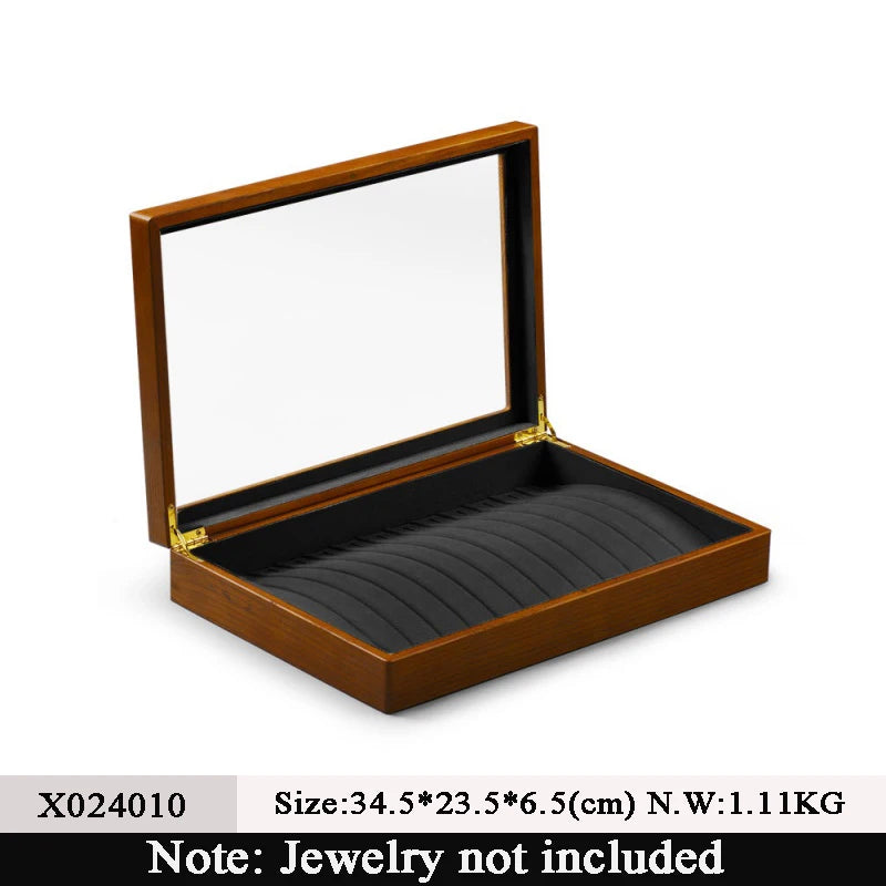 boîte bijoux bois marron clair grille compartiments collier bracelets cadeau anniversaire classique adhésif