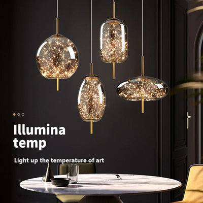 Lustre de chevet rouge LED moderne en verre