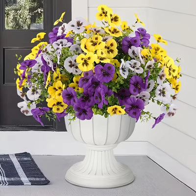 Bouquet de 12 fleurs artificielles primula beige pour jardinière extérieur