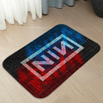 tapis moderne noir blanc logo nin floral antidérapant polyestère salon