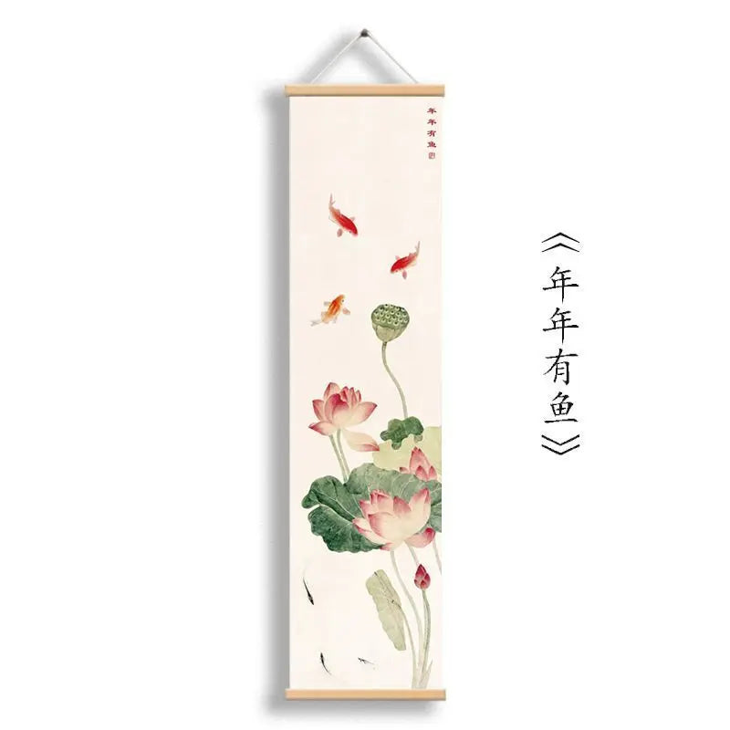 tableau suspendu traditionnel floral oiseaux fleurs fruits branches beige bleu rouge noir violet rose