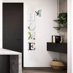 lettres decoratives murales blanc vert moderne adhesif papillon intégrées dimension lettres relief chambre salon