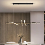 suspension lumineuse moderne led blanc noir doré ondulé minimaliste