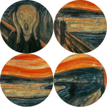 tableau abstrait the scream peinture huile lignes ondulées deco maison mur vertical orange noir