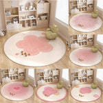 tapis rond nuage enfant moderne rose clair antidérapant 80x80cm 120x120cm salon chambre