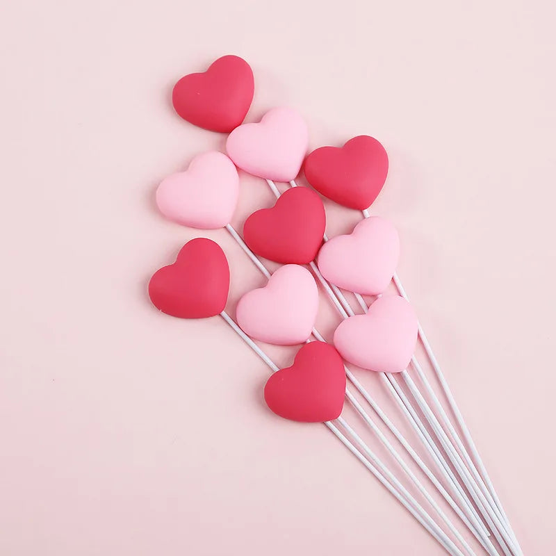 décorations gâteau coeurs 3d rouge rose adhésives réutilisables romantiques modernes