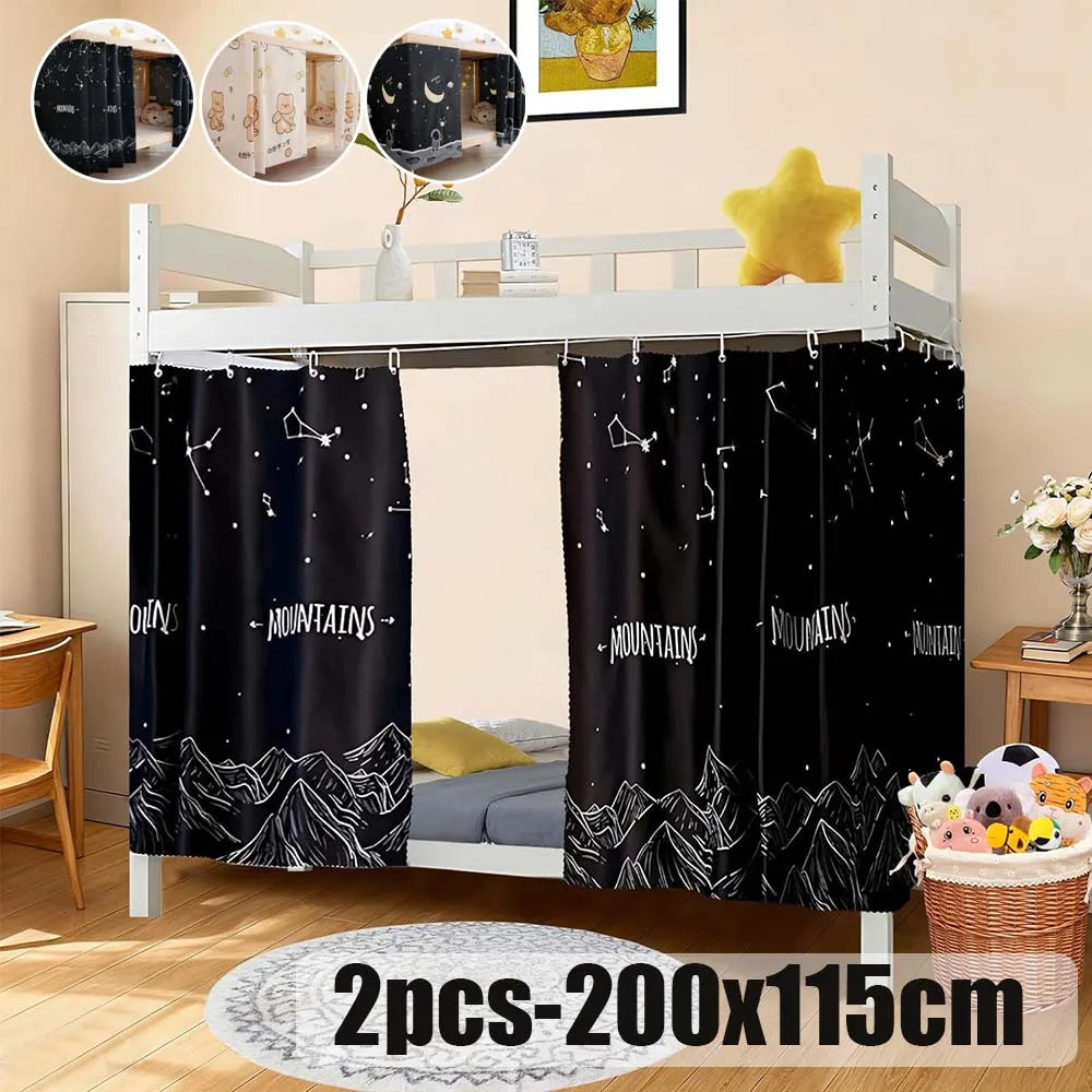 rideaux blackout étudiants motifs enfantins opaques 200x115cm montagne constellations ours étoiles decoration cosmique montagne