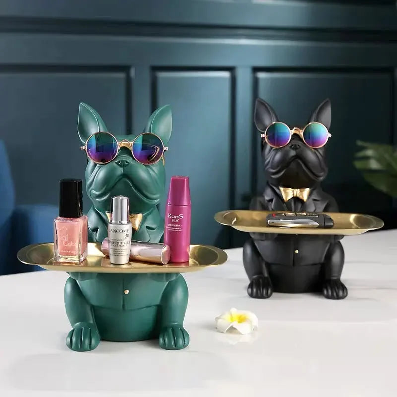 statue animaux chien résine moderne bleu vert noir gris décoration organisation ornement cadeau