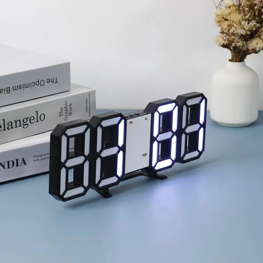 horloge digitale led carrée table moderne minimaliste blanc gris lumière