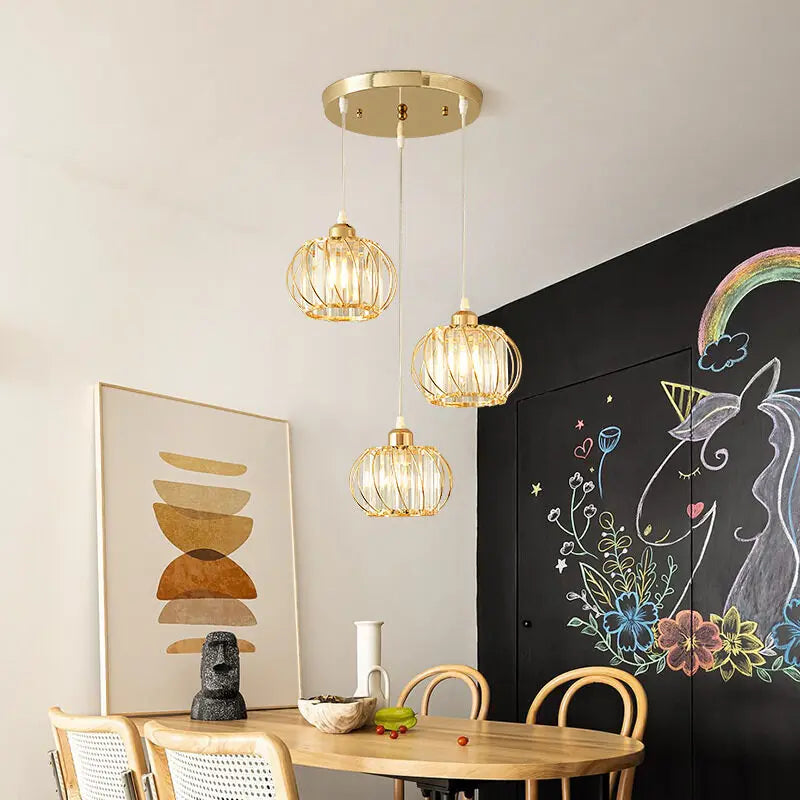 Suspension lumineuse moderne or noir lumières transparentes câbles suspendus chambre salon