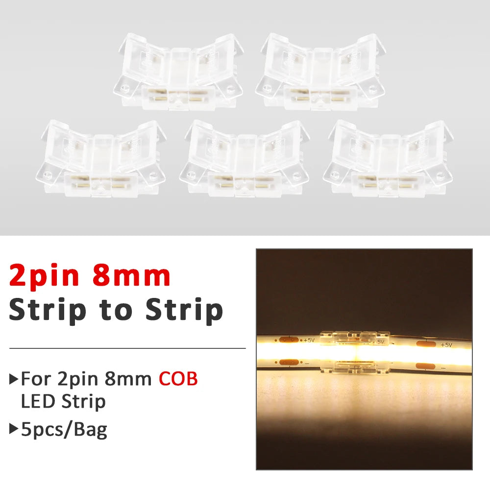 connecteurs ruban led cob smd transparent modernes adhésifs 5mm 8mm 10mm(rgb cct)