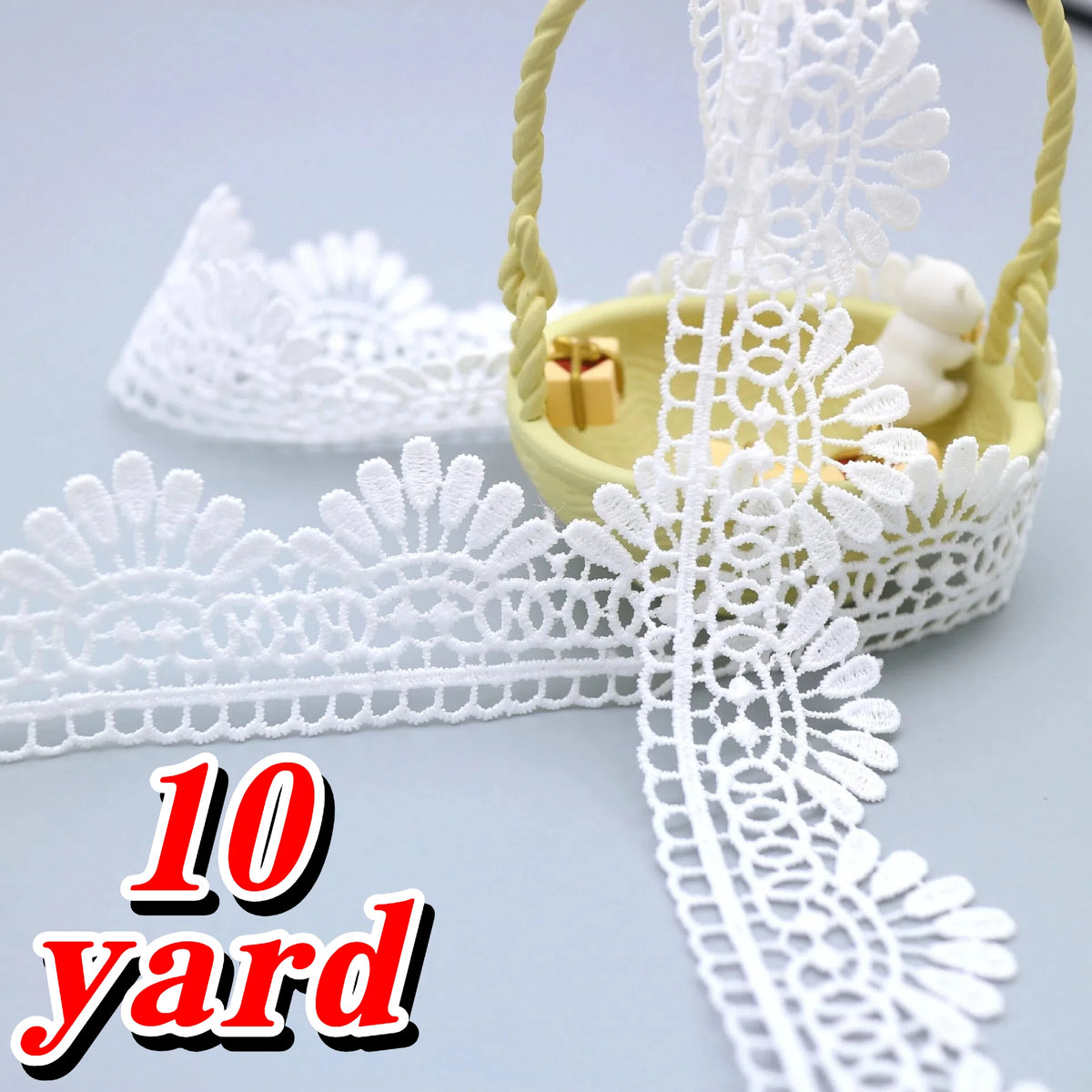 ruban dentelle motif floral blanc largeur 3cm polyester soluble eau mariage décoration classique élégante