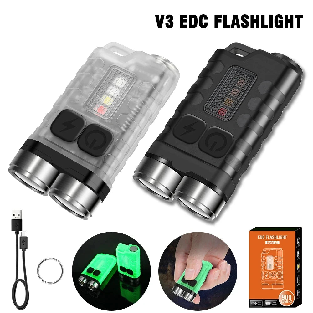 lampe torche rechargeable portable led porte clés compact moderne boutons commande noir transparent