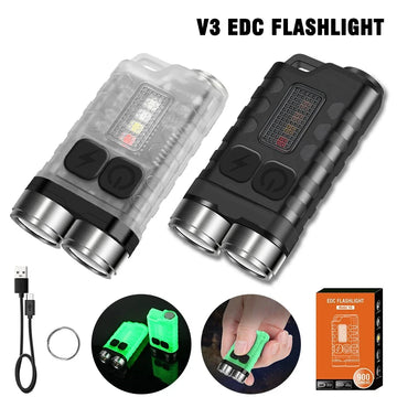 lampe torche rechargeable portable led porte clés compact moderne boutons commande noir transparent