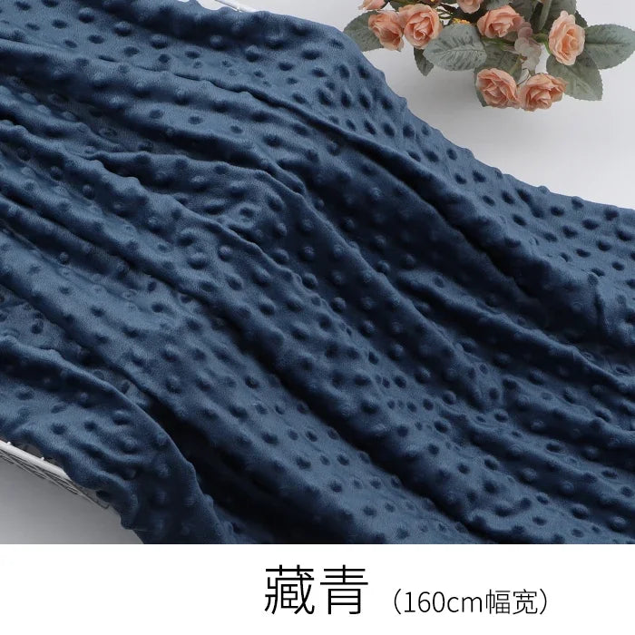 tissu brocart polyester 160cm texture points bleu clair blanc gris confortable doux matériau bricolage