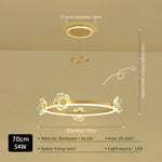 suspension lumineuse moderne fleurs papillons or blanc led 2000lm 10ampoules