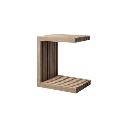 canapé extérieur modulable gris foncé tissu bois naturel coussins pieds noirs moderne minimaliste