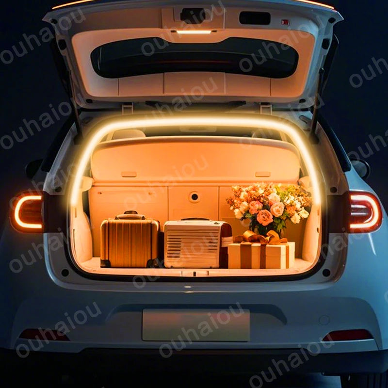 ruban led flexible blanc moderne adhésif câble connexion coffre arrière ambiance voitures