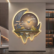horloge murale led moderne paysage nuit montagnes cerfs étoiles décoration chambre salon