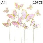 décoration gâteau papillon doré clips festif anniversaire transparent rose blanc