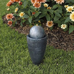 fontaine décorative moderne résine gris foncé jardin intérieur extérieur unique