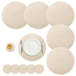 tapis table classique tissage rond marron clair respectueux environnement 34cm diamètre assiette fourchette couteau