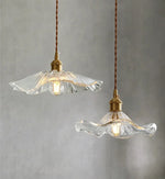 lampe suspendue verre texturé transparent doré vintage chambre salon
