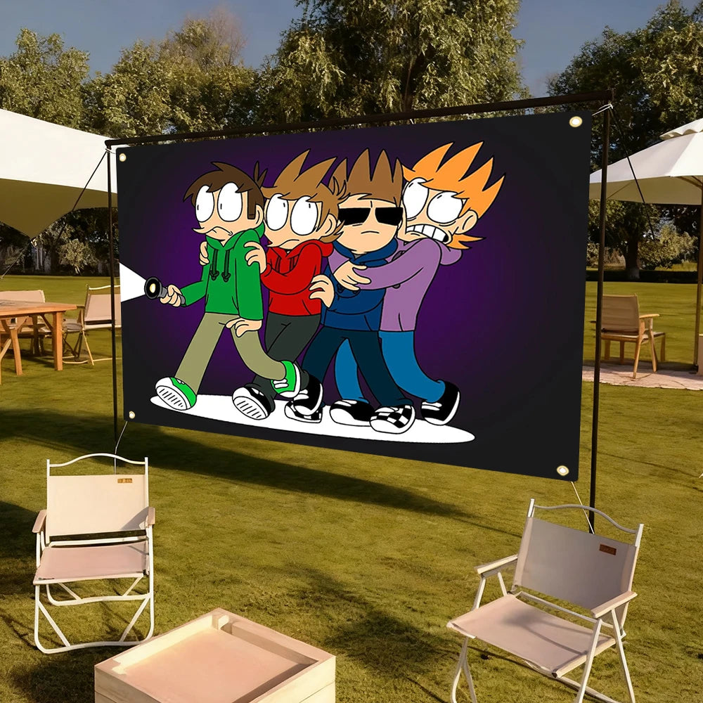 écran projection pop art dessins animés multicolore clips accroché 180cm 150cm chambre