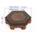 support décoratif bois sculpté motifs floraux marron foncé artisanal traditionnel