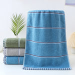 serviettes coton polyester rayures dorées bleu beige marron absorption rapide toilette classique adultes