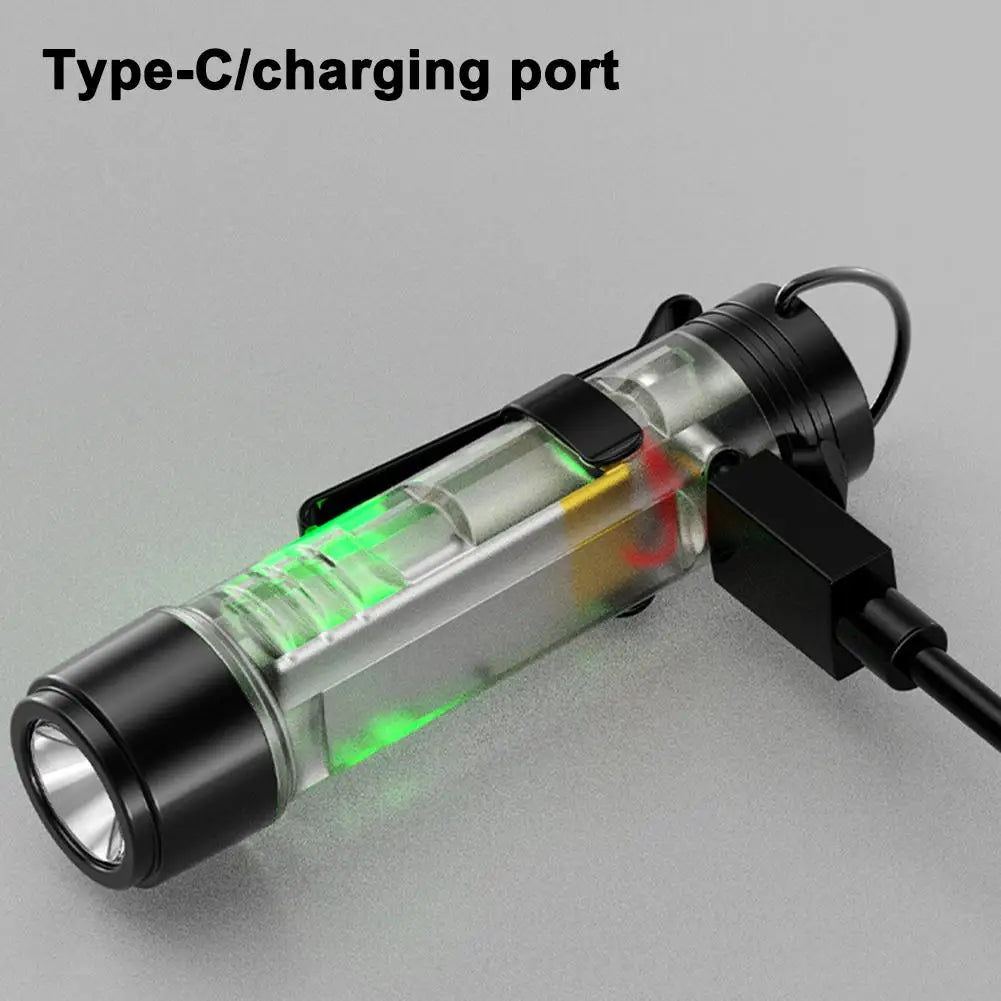 lampe torche rechargeable étanche noire vert moderne compact anneau fixation câble type