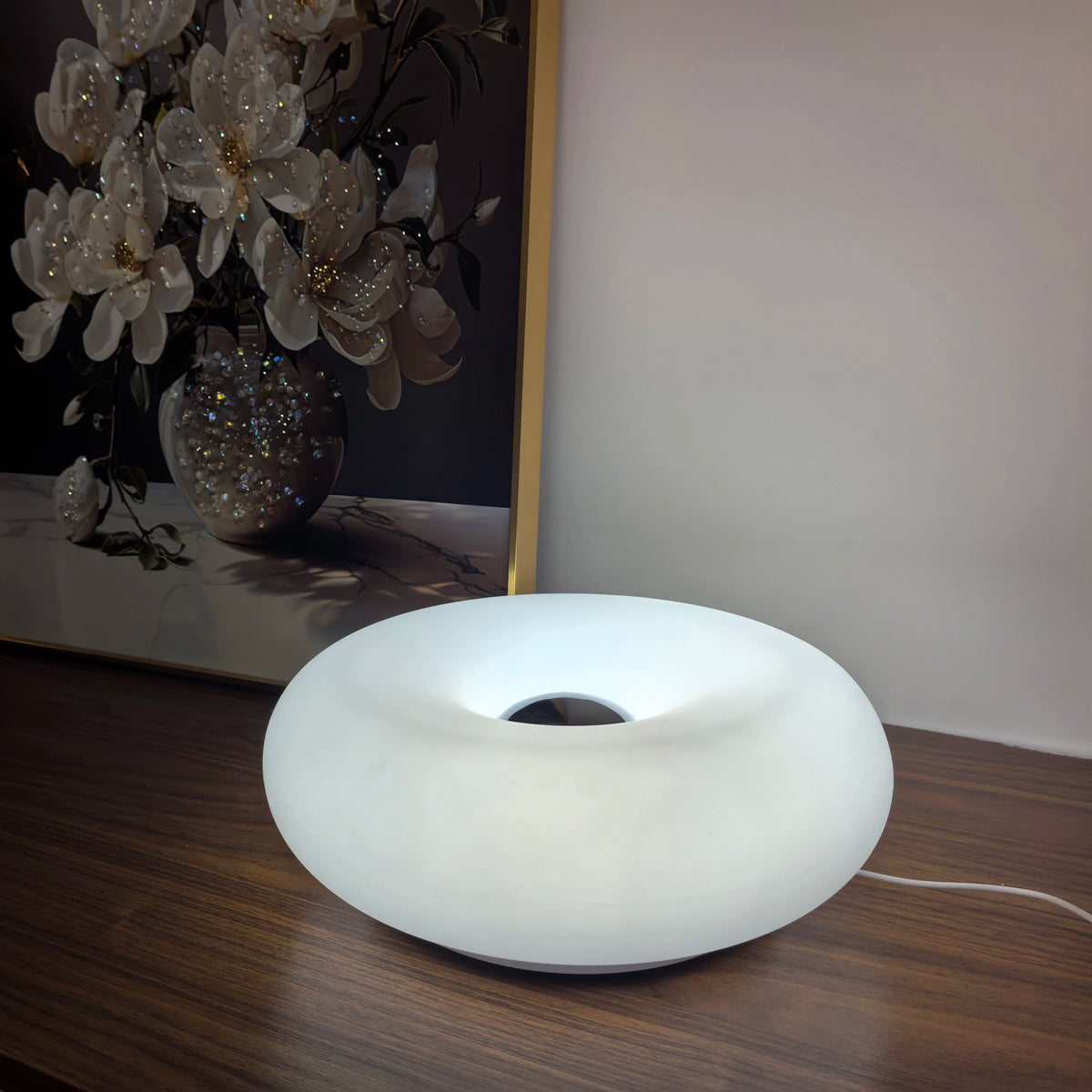 lampe toroïdale moderne veilleuse led chargeur usb orange blanc chambre salon