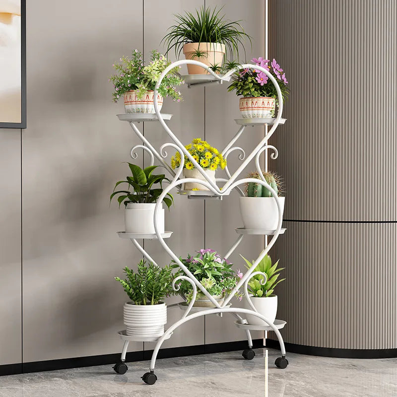 étagère plante moderne élégante roulettes floral pots blanc or ciseléintérieur salon balconDecoration