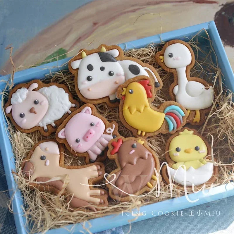 biscuits animaux farmacia dessin animé mouton poulet cochon vache oie cheval