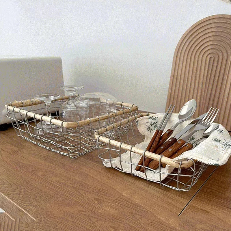 paniers rangement bambou métal blanc beige modernes rustiques