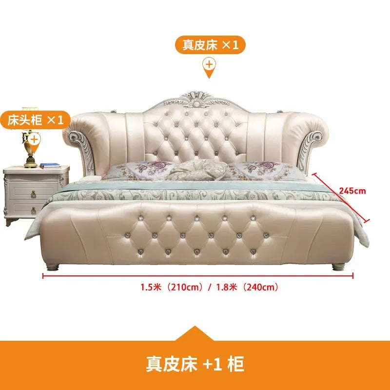 lit blanc rouge tufté cuir véritable classique luxueux chambre master