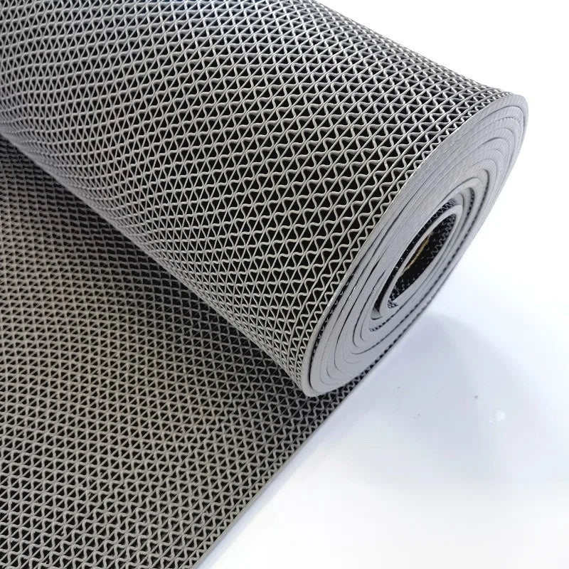 tapis sol moderne gris maille hexagonale respectueux environnement salle bain 0.9x1M PVC