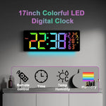 horloge murale numérique led moderne multicolore télécommande affichage date température réveil double
