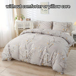ensemble literie moderne fleurs blanches rose pâle vert clair blanc gris clair twin full