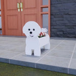 cache pot chien forme cartoon blanc beige marron noir rose vert détails visage plante