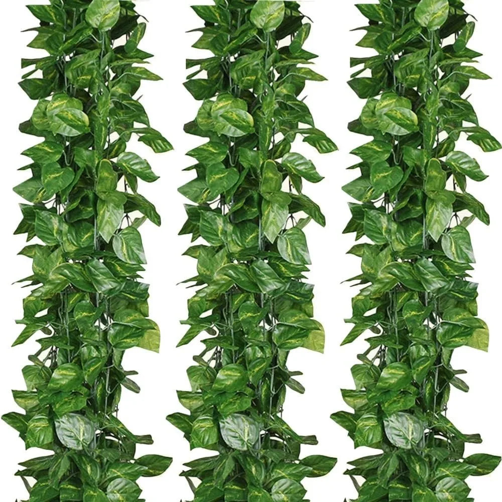 guirlande végétale artificielle feuilles vert naturel decoration extérieure mariage fête thanksgiving christmas party hanging