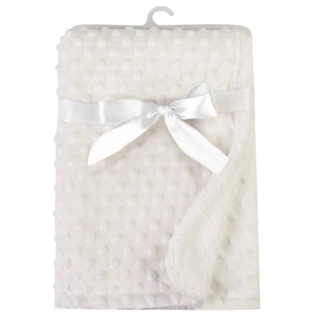 couverture bébé polaire douce hiver blanc bleu rose gris vert violet bordure pelucheuse