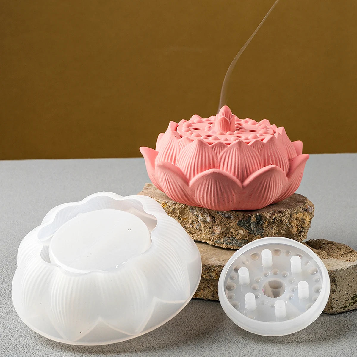 diffuseur encens bougie fleur lotus beige rose relief moderne zen