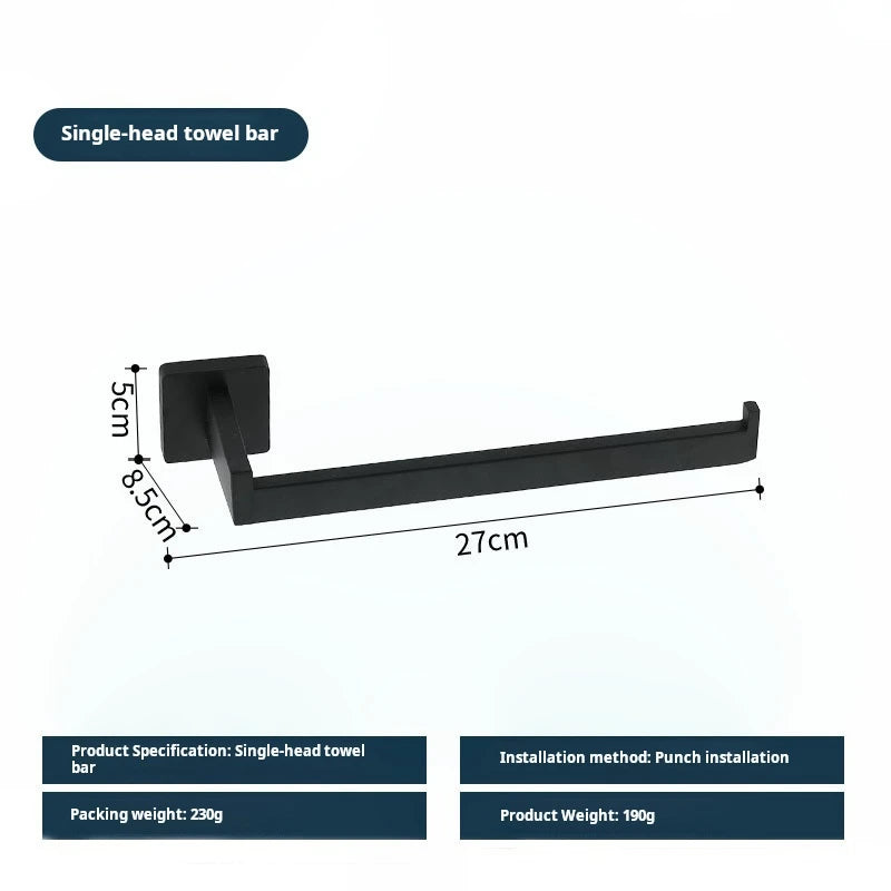 ensemble porte serviettes moderne noir mat acier inoxydable finition laquée fixe salle bain 60cm