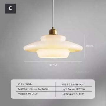 suspension lumineuse moderne blanche dorée pierre verre translucide câble 150cm ampoule E27