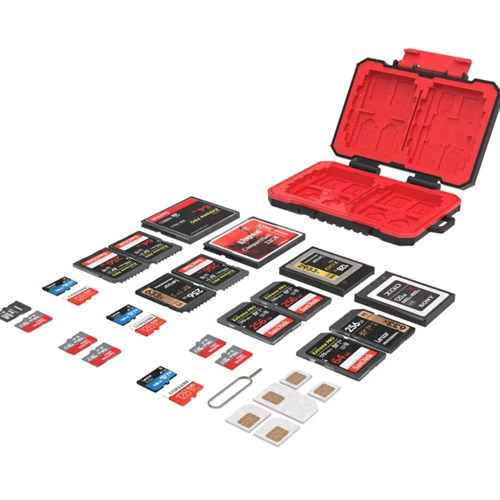 boîtier rangement cartes mémoire sim industriel robuste texturé multicolore outil extracteur cartes