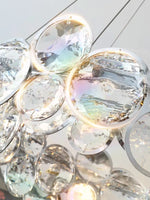 lustre moderne transparent argenté facettes salon chambre élégant pendentif toucher interrupteur